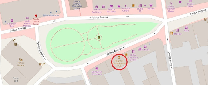 Map of area surrounding Paignton Constitutional Club Map of area surrounding Paignton Constitutional Club